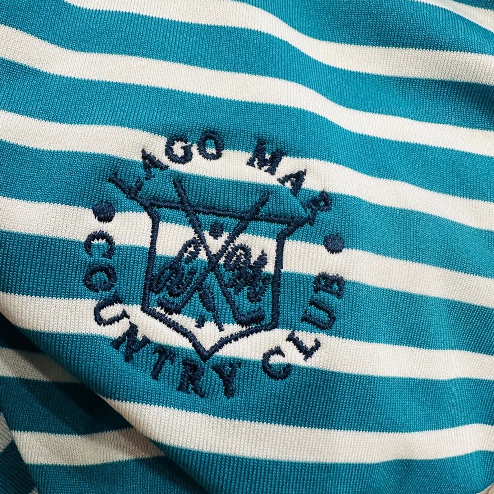 Greyson Polo Mens XL Teal White Striped Lago Mar Country Club Golf Polo Shirt - Picture 14 of 16